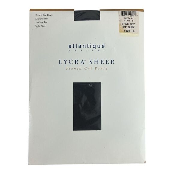 Atlantique Hosiery Off Black French Cut Panty Size A Lycra Sheer Shadow Toe 9225 - Picture 1 of 7
